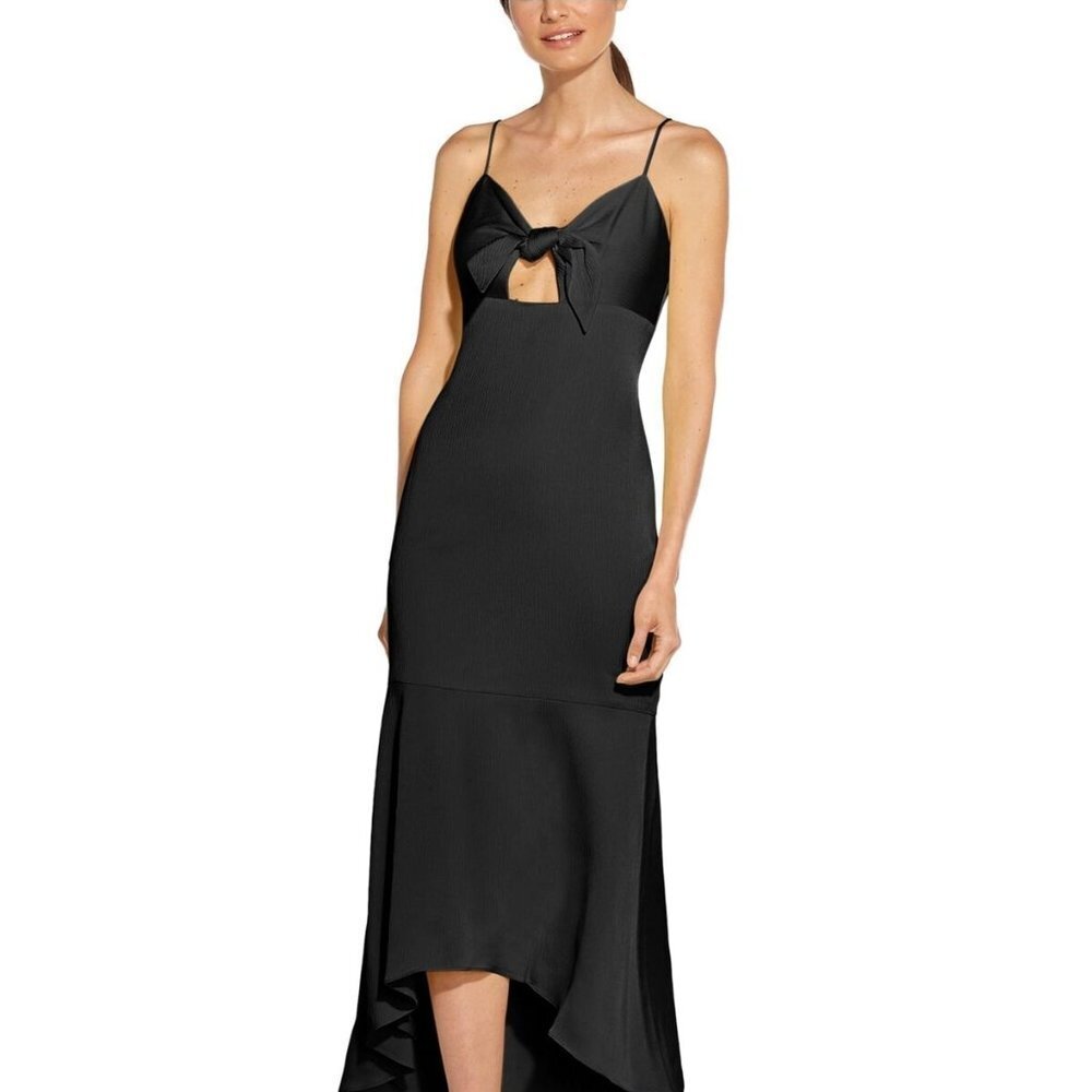 AIDAN Mattox Women's Tie-Front Cutout Sleeveless Mermaid Dress Black